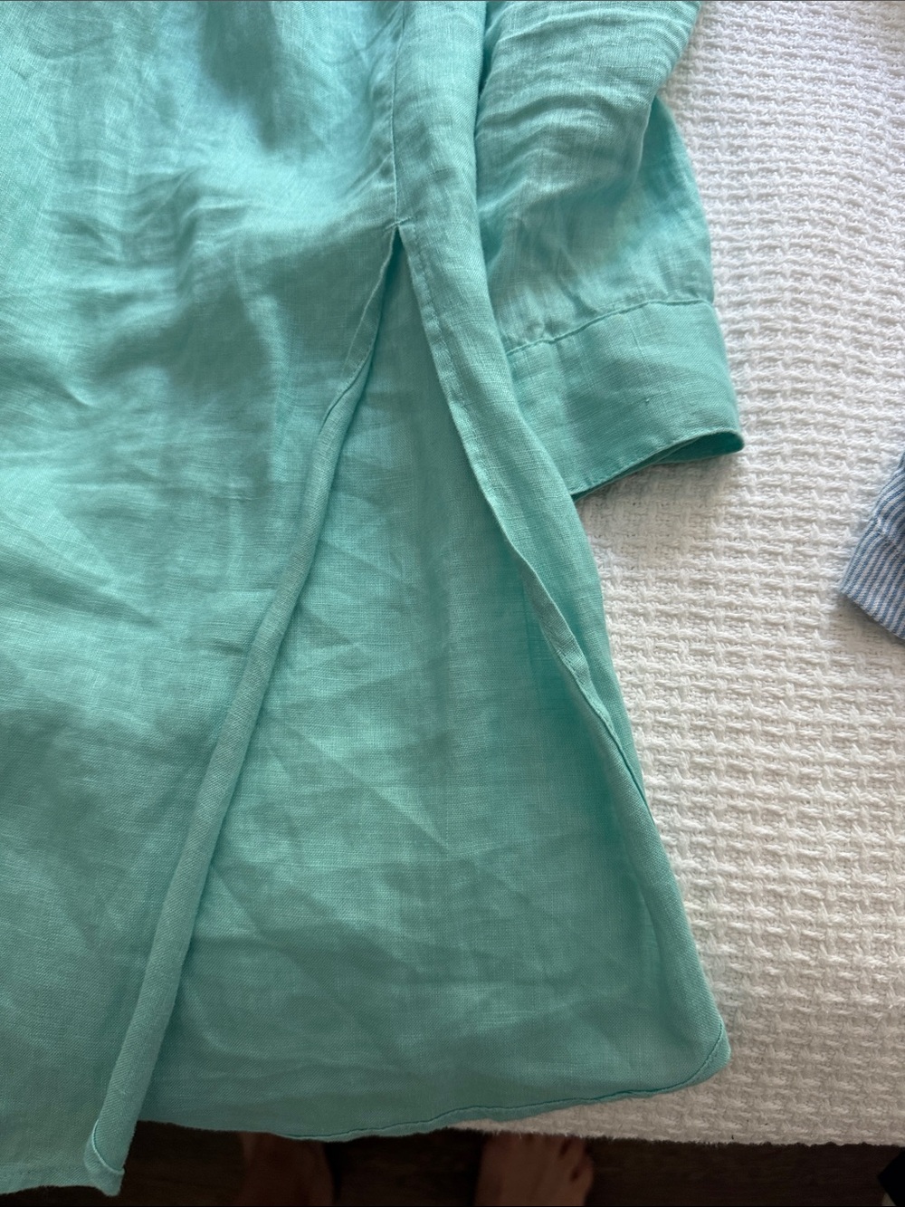 J. Jill Aqua Linen Button-Front Tunic - Picture 2 of 4